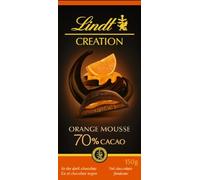 Lindt Creation - Tableta de chocolate negro 70% cacao con relleno de mousse y coulis de naranja, chocolate Lindt, 150 g (Paquete de 6)