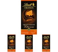 Lindt Creation - Tableta de chocolate negro 70% cacao con relleno de mousse y coulis de naranja, chocolate Lindt, 150 g (Paquete de 4)