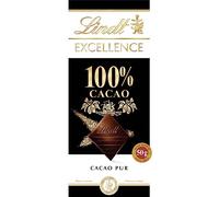 Lindt Excellence Chocolate 100% Cacao, chocolate negro puro sin azúcar, sabor intenso y auténtico 50 g
