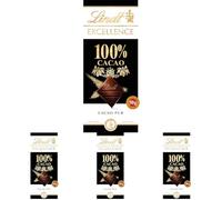 Lindt Excellence Chocolate 100% Cacao, chocolate negro puro sin azúcar, sabor intenso y auténtico 50 g (Paquete de 4)