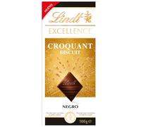 Lindt EXCELLENCE Chocolate Negro Croquant con Biscuit 100g - Tableta Crujiente con Galleta