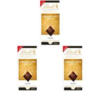 Lindt EXCELLENCE Chocolate Negro Croquant con Biscuit 100g - Tableta Crujiente con Galleta (Paquete de 3)