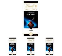 Lindt Excellence Tableta de Chocolate Negro, tableta de chocolate puro, chocolate negro aromático, extrafino, con un Toque de Flor de Sal, 100g (Paquete de 4)