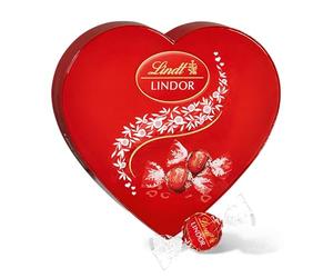 Lindt LINDOR Bombón Corazón Chocolate con Leche San Valentín, caja con aprox 16 bombones con forma de corazón para regalar, chocolate cremoso, bombones para regalar, 16 bombones, 200g