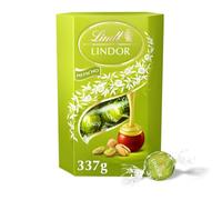 Lindt Lindor Bombones de Chocolate con Leche y relleno de pistacho, bombón con interior de chocolate cremoso, para regalar, aprox. 26 unidades, 337g