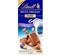 Lindt Tableta de Chocolate con leche con Avellanas, Almendras y Pasas, chocolate Lindt, cremoso y suave, chocolate suizo tradicional, 200gr