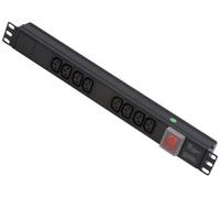 LINDY 1U 8 Way Horizontal Mount PDU IEC C14 Male to 8 x IEC Mains Sockets - Swit