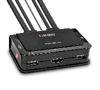 Lindy 42340 Conmutador KVM HDMI 4K30, USB 2.0 y Audio de 2 puertos