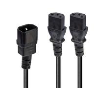 LINDY 2m IEC C14 to 2 x IEC C13 "Y"IEC Splitter Extension Lead Cable - Black