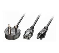 LINDY 30374 UK 3 Pin Plug to IEC C13 & IEC C5 Splitter Extension Cable, Black, 2