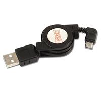 Lindy 31619 - Cable USB 2.0 retráctil - USB tipo A Macho a angulo recto tipo Micro-B Macho - 80 cm