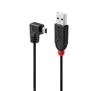 Lindy Cable USB 31971 – USB 2.0, USB A a Mini-B acodado 90°, 1 m, Negro