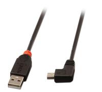 Lindy 31972 - Cable acodado USB 2.0, conector tipo A macho a tipo mini B, ángulo derecho de 90º, 2 m, color negro