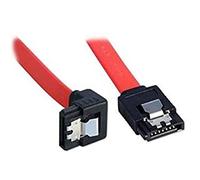 LINDY 33456 - Cable SATA III con clip de seguridad, 0,5m - Conector recto y conector en ángulo de 90º - Color rojo