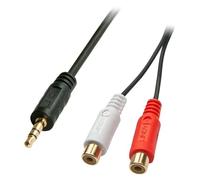LINDY 35678 - Conector macho jack estéreo de 3,5 mm a 2 conectores hembra RCA