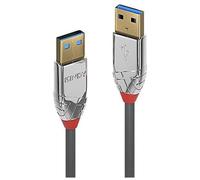 Lindy 36625 - Cable USB (0,5 m, USB A, USB A, 3.0 (3.1 Gen 1), 5000 Mbit/s, Gris