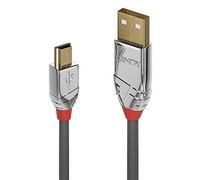 Lindy Cable USB 36634 – 5 m, USB A a Mini-USB B, USB 2.0 (480 Mbit/s), gris