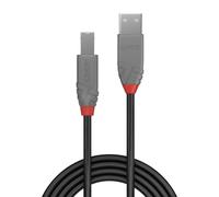 LINDY - Cable USB a USB 2.0 A/B, Anthra Line 10 Metros, Transferencia de Datos a 480 Mbps | Compatible con Televisor, Monitor, Tablet, Portátil | 10 Años de Garantía