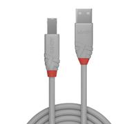 Lindy 36681 - Cable USB 2.0 (tipo A a B, 0,5 m), Color gris
