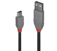 Lindy 36721 cable USB 0,5 m USB 2.0 USB A Mini-USB B Negro, Gris