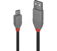 LINDY 36730 - Cable USB 2.0 tipo A a Micro-B (0,2 m), color negro