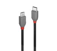 Lindy 36891 - Cable USB (1 m, USB C, Micro-USB B, 2.0, 480 Mbit/s, Negro, Gris)