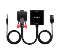 Lindy - 38284 adaptador de cable de vídeo VGA (D-Sub) + 3,5mm HDMI + USB Negro