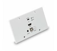 Lindy 38389 KVM Extensor HDBaseT Cat.6 Transmisor Placa Mural HDMI & Tipo C 4K 60Hz 150m con USB, PoC, IR y RS-232