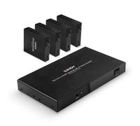Lindy 38425 Splitter Extender HDMI 4K60Hz 4 Puertos, Distribuidor de Señal hasta 70m por Cable Cat.6 con HDR, PoC y Control IR Remoto