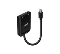 Adaptador Mini DisplayPort Lindy 38432 2x HDMI 4K Ultra HD 21600 Mbit/s USB Negro
