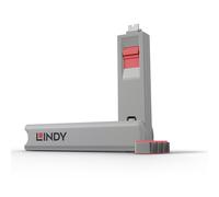 LINDY 40425 USB Type C Port Blocker Key, Red - Pack of 4 Pack of 4 with Key Sing