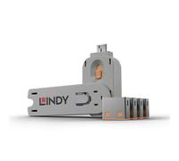 LINDY 40453 - Kit Bloqueador de puertos USB - Llave y 4 bloqueadores - Color nar