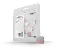 LINDY 40460, Bloqueador de puertos USB (Sin llave), Pack de 10 bloqueadores, Color rosa