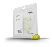 LINDY 40483, Bloqueador de puertos RJ-45 (Sin llave), Pack de 20 bloqueadores, Color amarillo