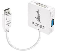 Lindy 41028 adaptador de cable de vídeo DisplayPort DVI-D + VGA (D-Sub) + HDMI Negro