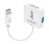 LINDY 41028 DisplayPort 1.2 to HDMI, VGA and DVI-D Active Adapter Converter - Bl