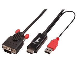 Lindy 41456 adaptador de cable de vídeo 2 m hdmi vga (d-sub) negro