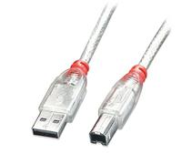 Lindy 41754 - Cable USB (3 m, USB A, USB B, 2.0, 480 Mbit/s, Transparent)