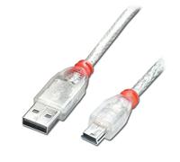 LINDY 41782 USB 2.0 Type A To Mini-B Cable - Transparent, 1m