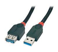 LINDY 41832 2 m USB 3.0 Tipo A Macho a Tipo A Hembra Cable de extensión - Negro