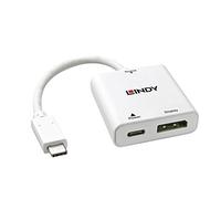 Lindy 43237 - Convertidor USB 3.1 Tipo C a DisplayPort con Suministro de energía USB, Color Blanco
