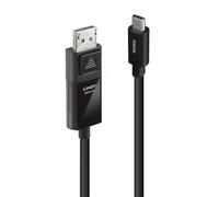Lindy 43341 adaptador de cable de vídeo 1 m USB Tipo C DisplayPort Negro