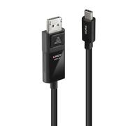 Adaptador de cable USB Tipo C a DisplayPort 1.4 - Lindy - 2m - HDR - Negro - Chapado en oro