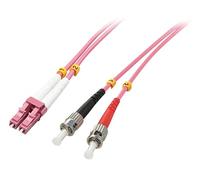 Lindy 46351 Cable doble de fibra óptica, OM4 LC/ST 2 m de color rosa