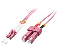 LINDY 46360 Cable Doble de Fibra óptica, OM4 LC/SC 1 m de Color Rosa