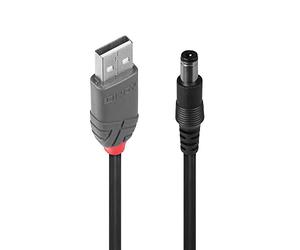 LINDY 70267 - Cable de alimentación USB Tipo A a tipo M de 1,5 metros - Diámetro interior 2,5mm, diámetro exterior 5,5mm