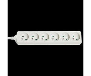 Lindy 73125 - Regleta de 6 enchufes franceses, color blanco