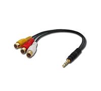 Lindy AV Adapter Cable - Stereo & Composite Video cable de vídeo compuesto 0,25 m 3,5mm 3 x RCA Negro - Cables de vídeo compuesto (0,25 m, 3,5mm, 3 x RCA, Negro, Macho/Hembra)
