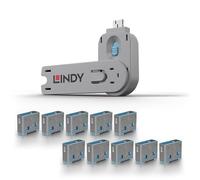 Lindy Bloqueador de puertos USB tipo A, paquete de 10 bloqueadores + llave, azul