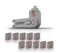 Lindy Bloqueador de puertos USB tipo A, paquete de 10 bloqueadores + llave, color rosa